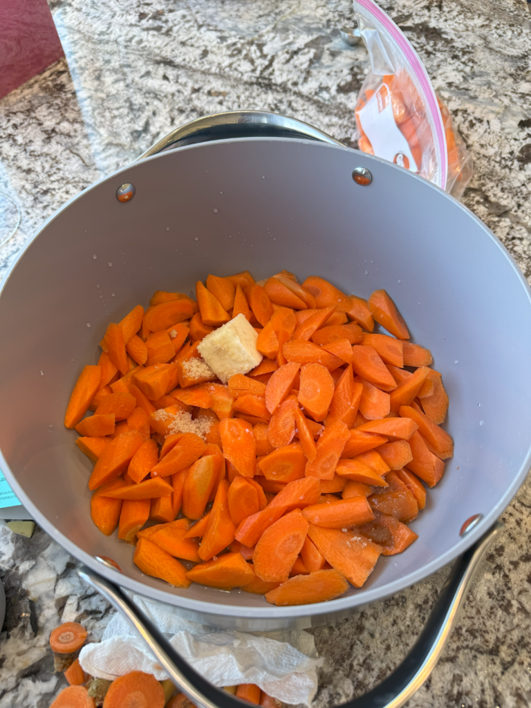 pot filled with carrots