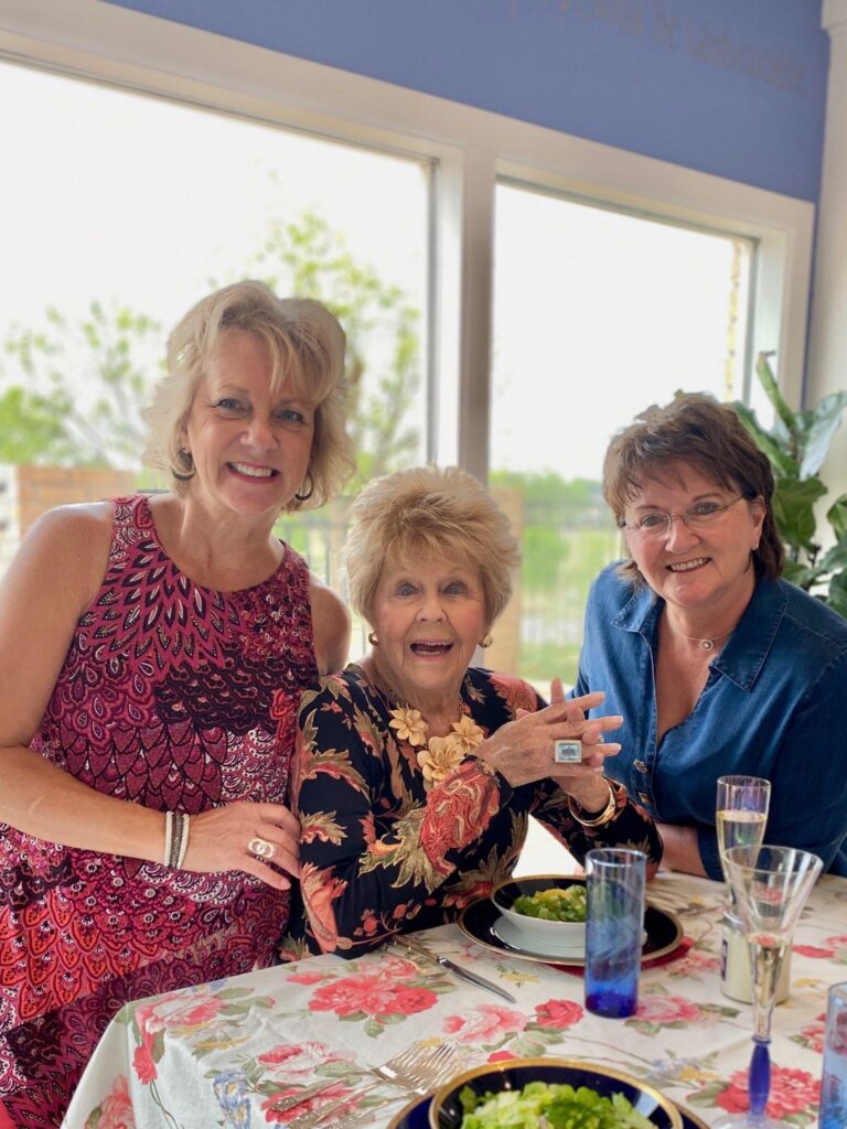 Florence with daughters Marita and Lauren at her 92nd birthday