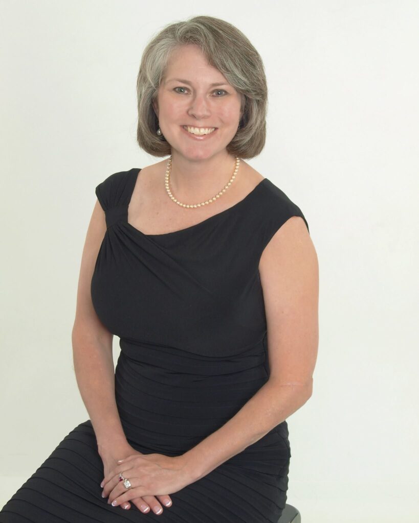 Wendy Clements in black dress