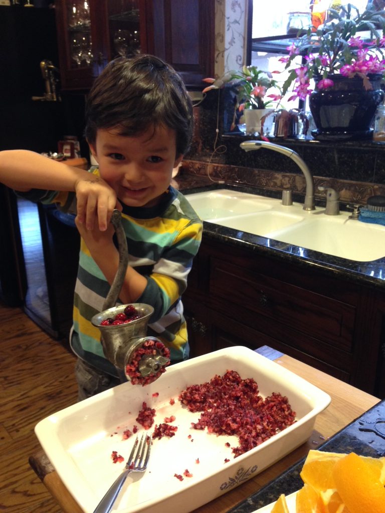 JJ grinding cranberries