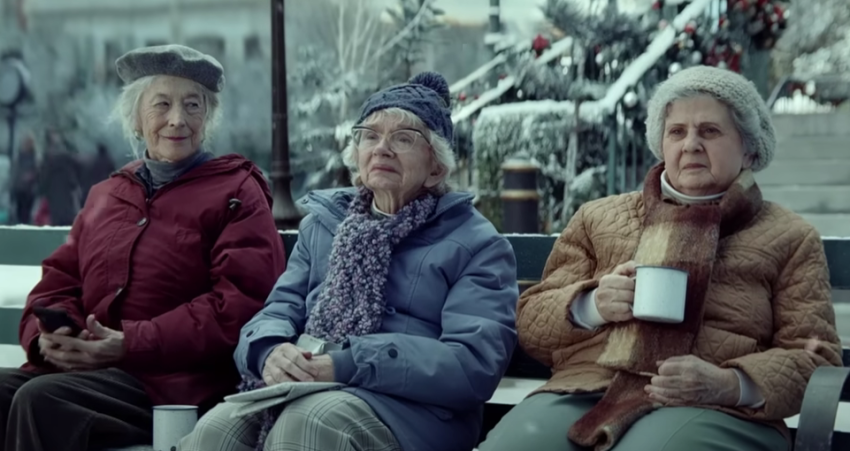 elderly ladies on a bench