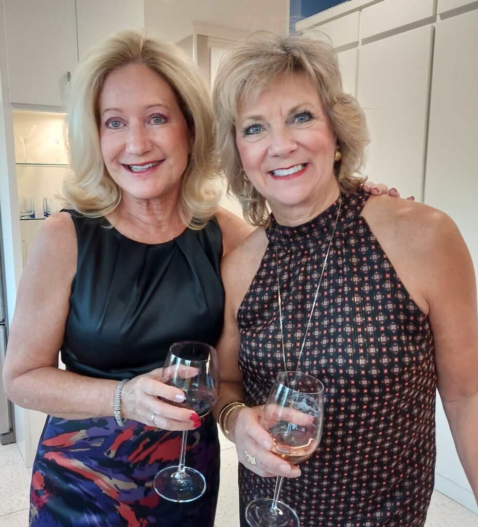 blonde women with wine