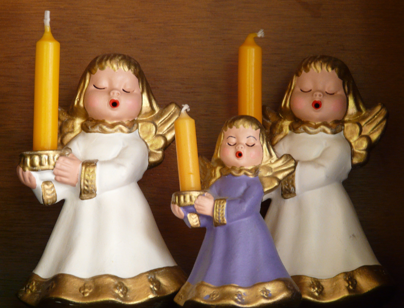 old-fashioned christmas christmas angels with candles