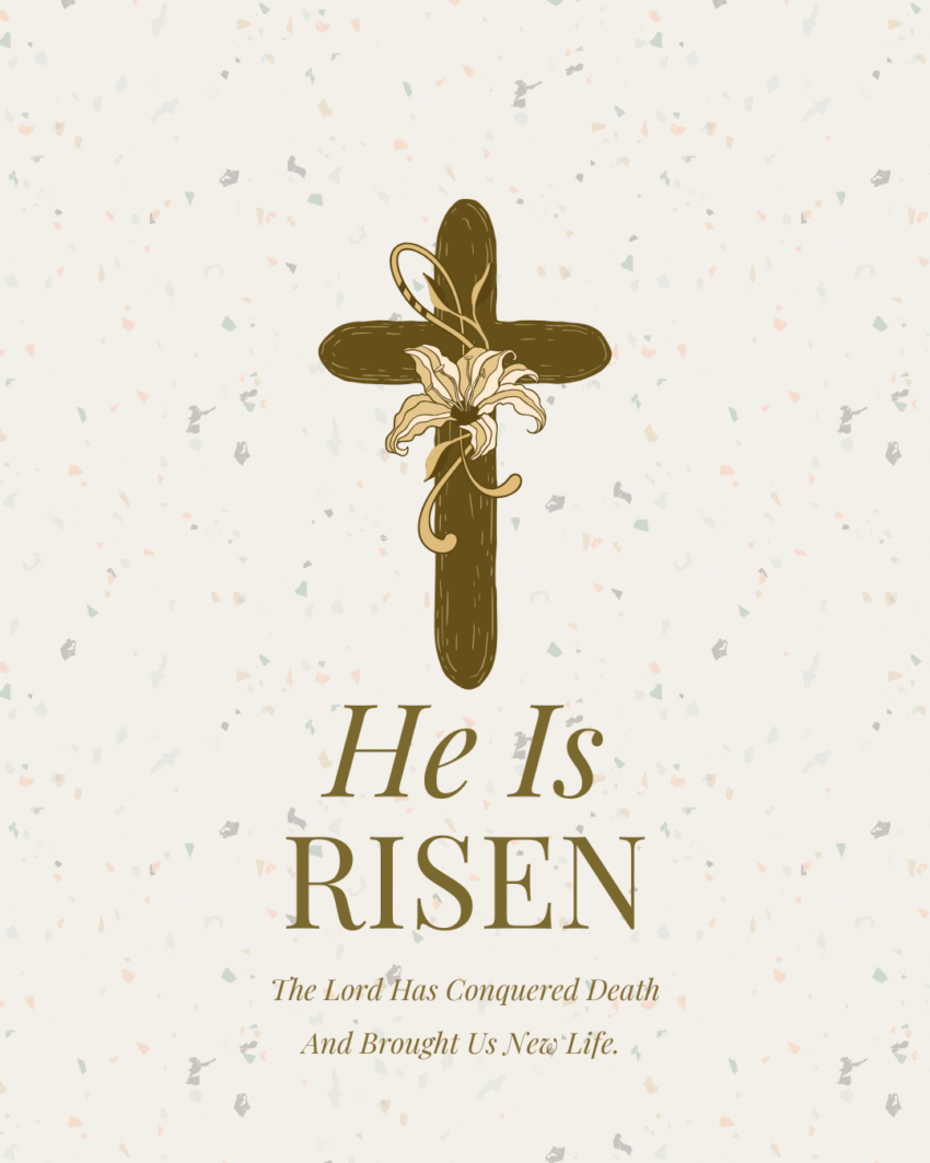 Cross with He is risen written on it