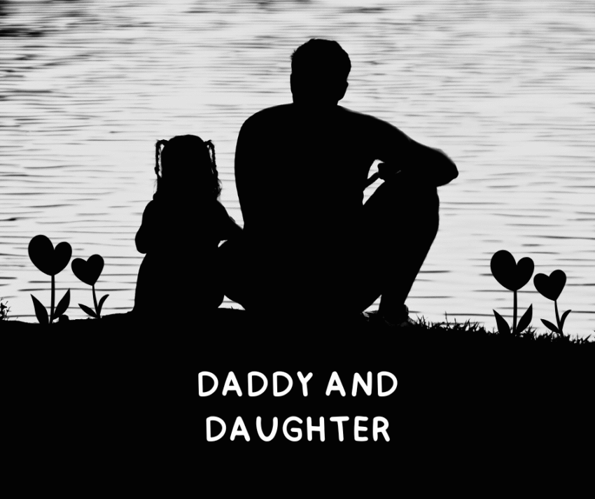 silhouette of a father and young daughter