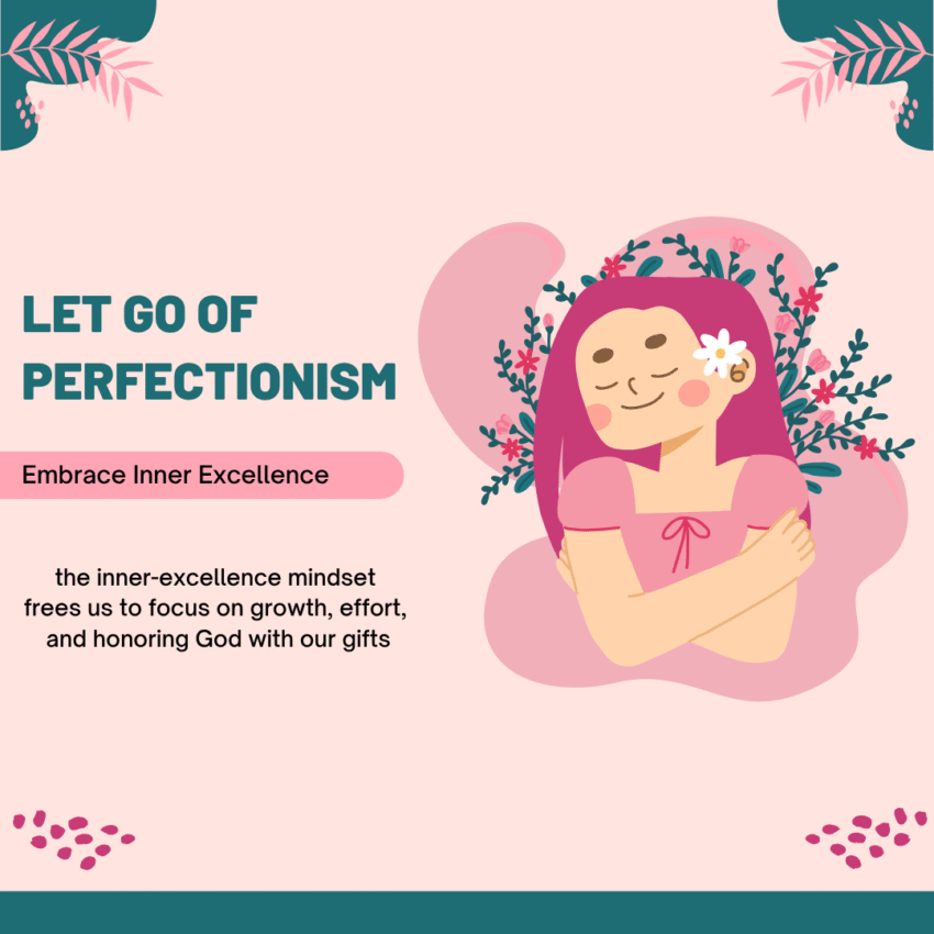 Pink "let go of perfection" graphic