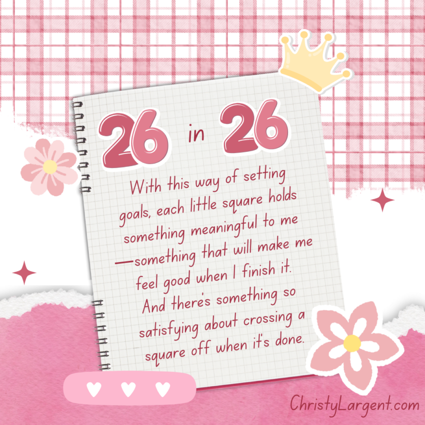 26 in 26 pink graphic